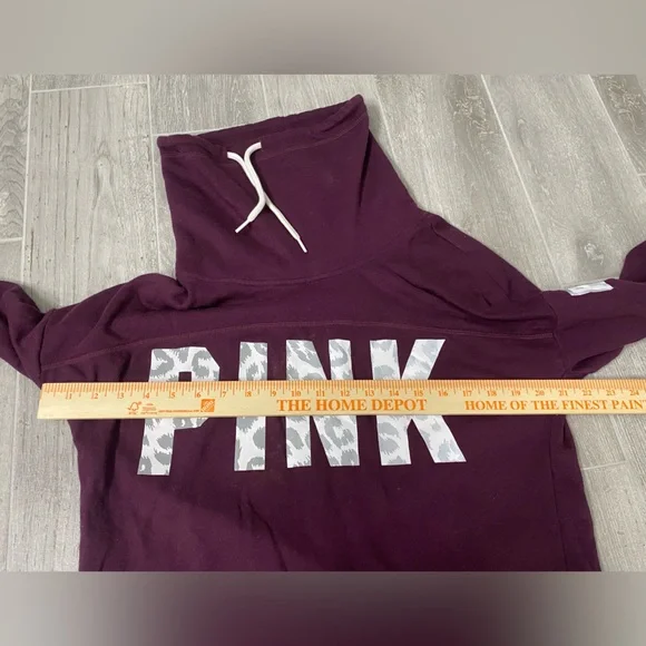 Victoria's Secret PINK cowl neck sweatshirt matching pants leopard print logo XS - Picture 12 of 16